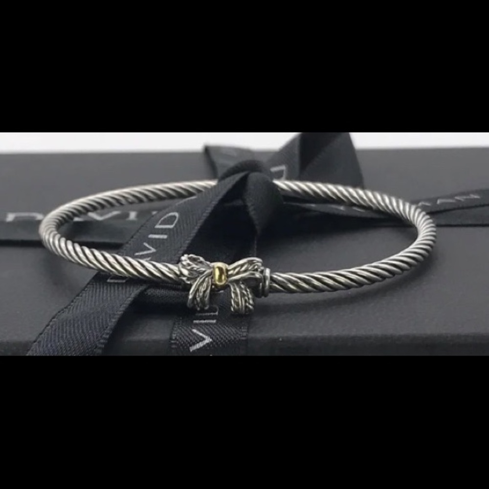 David Yurman Silver Cable Bracelet with Gold Accent Knot